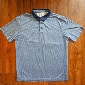 Maelreg Polo Shirt Mens White Navy Blue Performance Golf Stretch Casual Size L